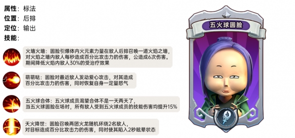 《我叫MT：归来》五火球圆脸角色技能详情一览