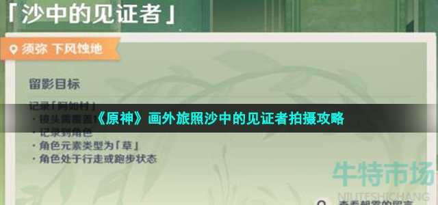 《原神》画外旅照沙中的见证者拍摄攻略